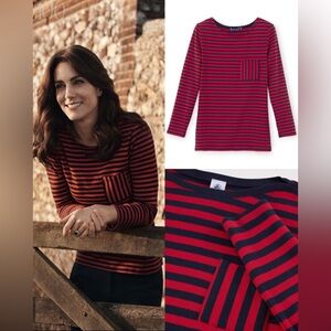 Petit Bateau Striped T-Shirt in Red & Navy Blue- ASO Kate Middleton Royal (rare)